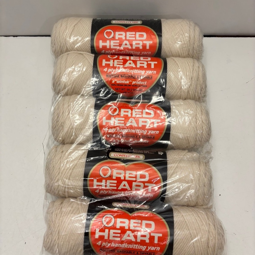 Set of 4 Red Heart Knit Crochet Yarn C 111 Egg Shell Off White 4PLY 99.2 grams